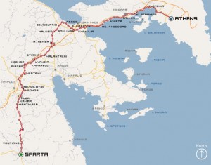 Carte du Sparthatlon en Grèce en 2009